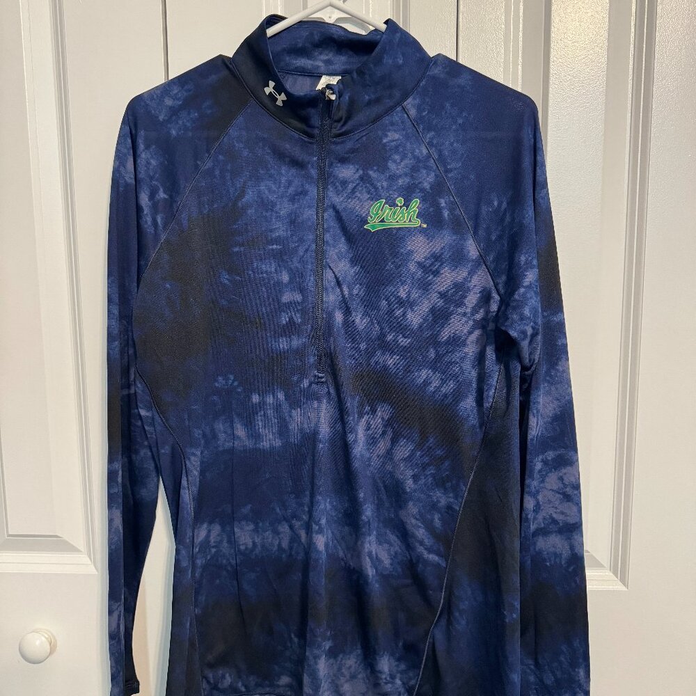 Under Armour Notre Dame Athletic 1/4 Zip Pullover Blue Tie-Dye, Size L
